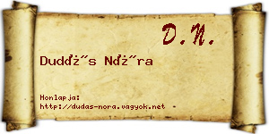 Dudás Nóra névjegykártya