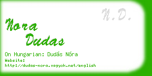 nora dudas business card